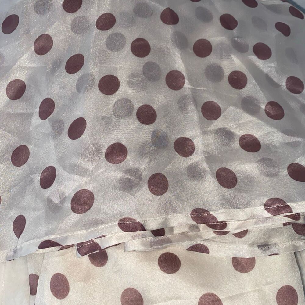 Melloday Polka Dot Midi Skirt Cream Brown Size X-Large with Pockets - Picture 12 of 12